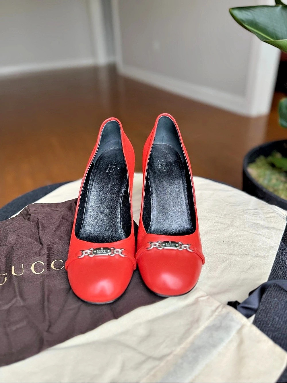 Gucci Red Chain Detail Heels